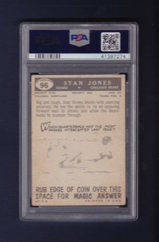 Stan Jones signed Chicago Bears 1959 Topps football card Psa/Dna 2