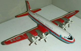 Vintage Douglas Seven Seas Airplane N7dc Tin Friction Toy Japan
