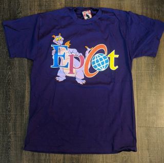 Retro Vtg Mickey Inc Preloved Disney Tee Shirt Purple Figment Epcot Large