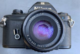 Nikon Em 35mm Camera W/ Nikon Series E 50mm 1.  8 Lens & Nikon Sb - E Flash