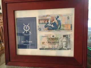 Two Jack Nicklaus 5 Pound Royal Bank Of Scotland Notes W/st.  Andrews Scorecard