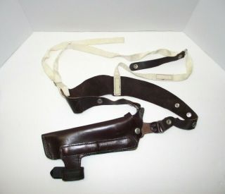 Vintage Smith & Wesson Brown Leather Gun Shoulder Holster & Nylon Strap 43 26