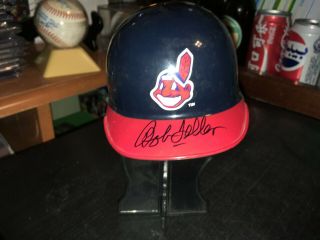 Bob Feller & Gaylord Perry Cleveland Indians Signed Mini Baseball Helmet Our
