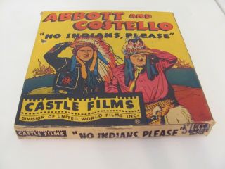 16 Mm B & W Sound 808 Castle Films - Abbott & Costello No Indians Please