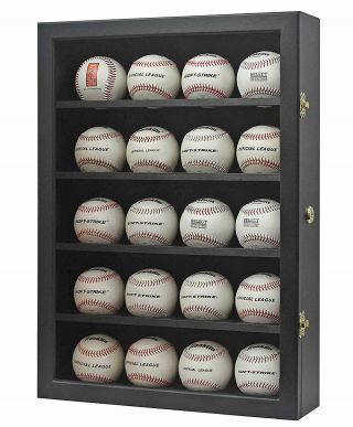 20 Baseball Or Cube Display Case Cabinet Holder Shadow Box,  Uv Protection
