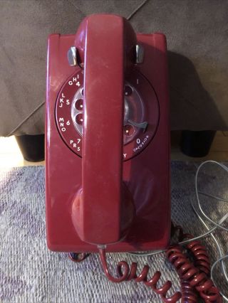 Vintage Bell Telephone Red Wall Mount Rotary Phone