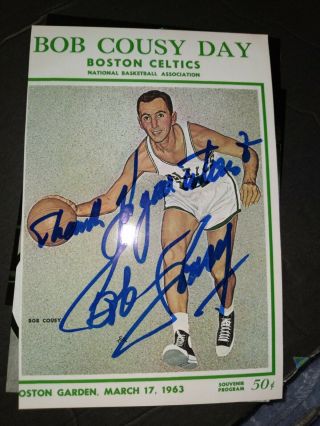 Bob Cousy Boston Celtics Nba Hof Legend Icon Signed Autographed 4x6 Photo Rare
