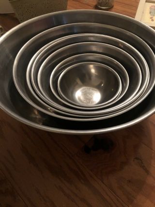 8 Vintage Nesting Stainless Steel Mixing Bowls.  Htf Large Dough Bowl