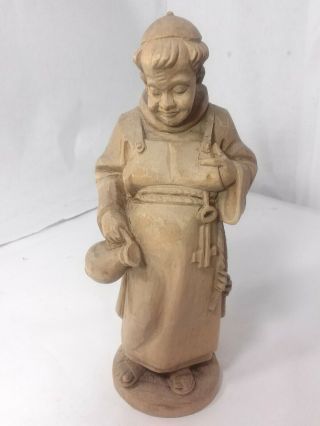 Fine Detailed Wood Carved Monk Sculpture,  Folk Art Statue Anri? Vintage,  Old