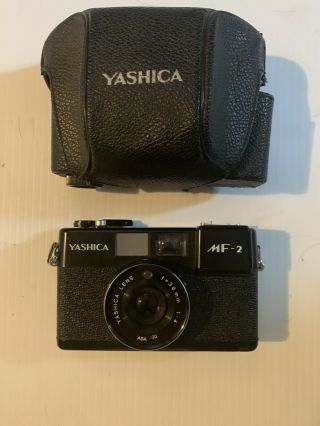 Vintage Yashica Mf - 2 35mm Point & Shoot Compact Camera W/case