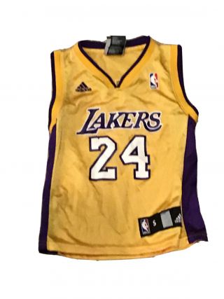 Kobe Bryant Adidas Los Angeles Lakers Gold 24 Jersey Youth Small Gold Vintage