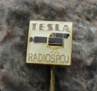 Antique Famous Tesla Radiospoj Tv & Radio Movie Camera Tripod Tko 402 Pin Badge
