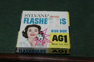 Vintage Sylvania Blue Dot Flashbulbs Ag1 (12 Clear Bulbs) Rare