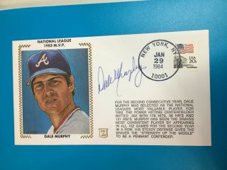 1984 Fdc First Day Cover Signed By Dale Murphy Braves National League Mvp