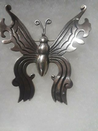 Vtg Serafin Moctezuma Mexican Sterling Silver Butterfly Pin Brooch