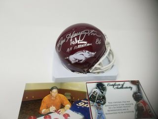 Dan Hampton Signed Arkansas Mini Helmet W/ 78 All - American Chicago Bears