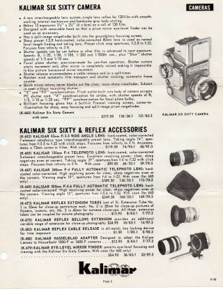 1969 Pamphlet Brochure & Envelope - Kalimar Six Sixty Camera 2