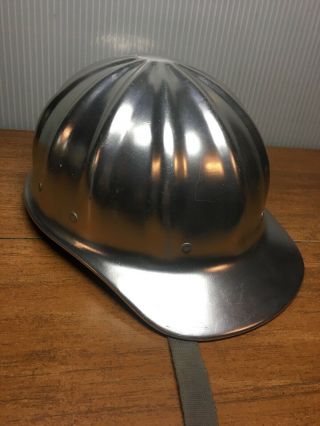 Vintage Superlite Lined Aluminum Hard Hat By Fibre - Metal Made In U.  S.  A