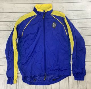 Vintage Greg Lemond Cycling Racing Zip Up Windbreaker Jacket Blue/yellow Size L