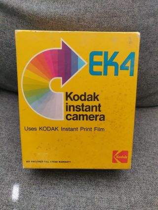 Vintage Kodak Ek4 Instant Film Camera Box - Battery - 1970 