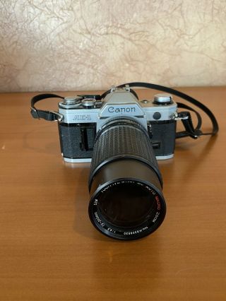 Vintage Canon Ae - 1 35mm Camera W/ Tou/five Star Mc Auto Macro 75 - 200mm Lens