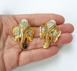 Vintage Elizabeth Taylor For Avon Rhinestone Elephant Walk Clip Earrings