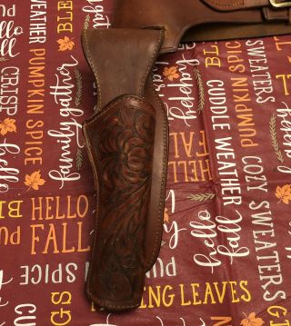 Vintage Viking Hand Made 22 Leather Western Belt & Gun Holster