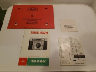 Zeiss Ikon Tenax Automatic Camera Instruction Book Ga/10.  0651 English