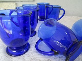 Vintage Anchor Hocking Cobalt Blue Glass Mug 16 Oz Glass Mug,  Set Of 4