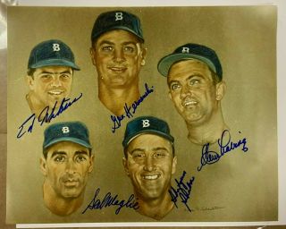 Brooklyn Dodgers Autographed Print 5 Players From The 1940 