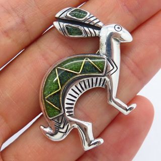 Carolyn Pollack Relios Vintage Old Pawn Sterling Silver Rabbit Inlay Pin Brooch