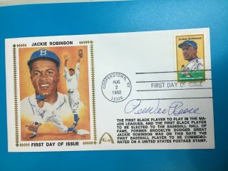 1982 Fdc First Day Cover Signed By Pee Wee Reese Dodgers Jackie Robinson Stamp