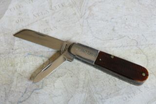 Vintage Utica Ny Usa Kutmaster Saw Cut Tan Bone 2 Blade Barlow Knife