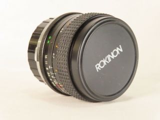 Rokinon Auto Sc 1:2.  8 F=28 Mm Wide Angle Slr Lens For Olympus Om Series Len Caps