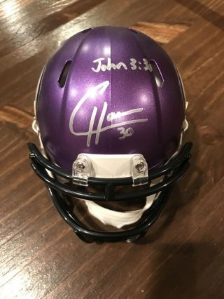 Cj Ham C.  J.  Ham Minnesota Vikings Signed Auto Autograph Mini Helmet John 3:30