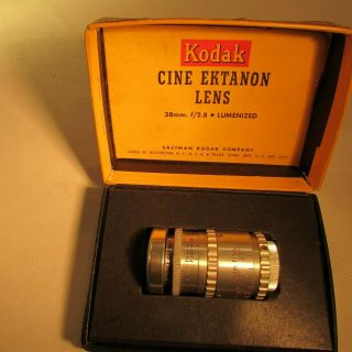 Kodak Cine Ektanon Lens 38mm F/2.  8 Lumenized.