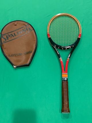 Vintage Spalding Lotus One Wooden Tennis Racket with Cover 2
