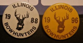 Illinois Bowhunters,  Deer Pins,  1988 & 1996.  Both For 1 Bid