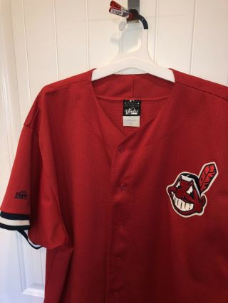 Vintage Majestic Mlb Cleveland Indians Chief Wahoo Red Baseball Jersey Xxl
