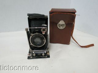 Vintage Kodak Compur Folding Camera W/ Kodak Anastigmat Lens F - 4.  5 135mm & Case