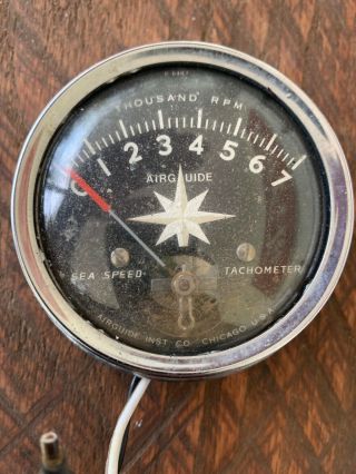 Vtg Chrome Airguide Sea Speed Marine Instrument Tachometer Vintage Gauge Rpm