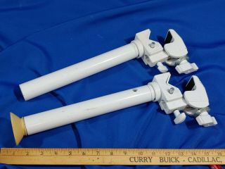Pair 2 Manfrotto Italy Pole Post 035 Clamp Lighting Camera Equip Ex White Vtg