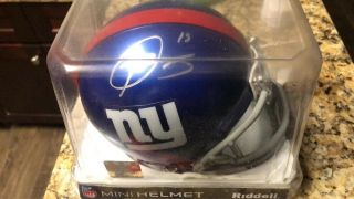 York Giants Cleveland Browns Odell Beckham Jr Signed Mini Helmet W/ Picture