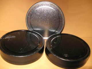 Three Empty Film Canisters 3 3/4 " With Reels