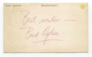 Bud Ogden Signed 3x5 Index Card Autographed Signature Aba Nba Basketball