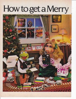 1981 Polaroid Christmas 2 Page Ad/ Muppets Kermit Miss Piggy