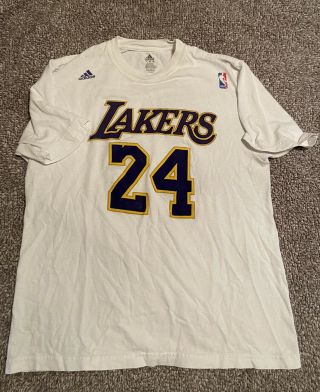 Vintage Authentic Adidas Nba Kobe Bryant White Lakers Jersey T - Shirt Size Medium