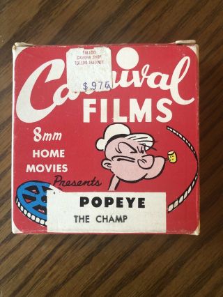 Vintage Carnival Films " Popeye The Champ " 8mm Popeye Cartoon