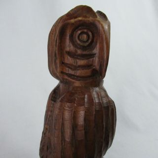 Vintage Hand Carved Owl Wood Statue 8 