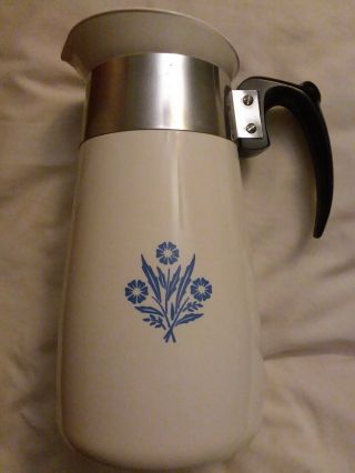 Vintage Corning Ware Blue Cornflower 8 Cup Coffee Pot Percolator
